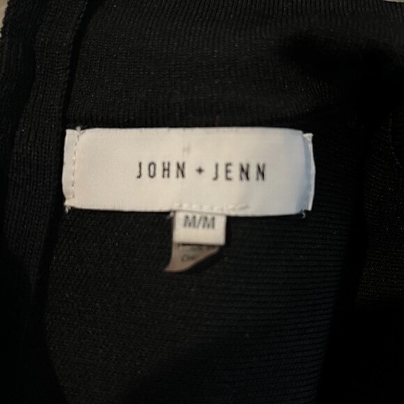 JOHN + JENN Black Mock Neck Long Sleeve Cut Out Hem Cropped Sweater Exposed Zip - Picture 6 of 8